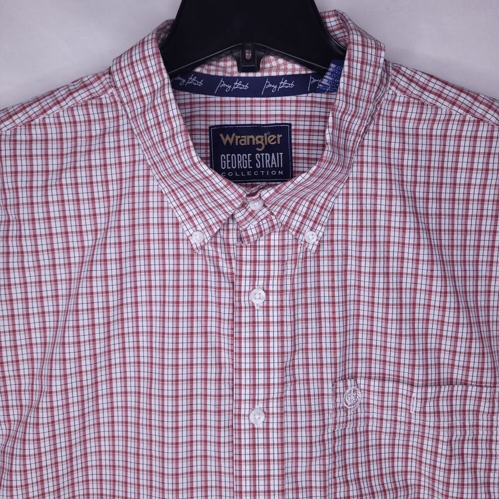 Wrangler George Strait Shirt Mens 3XLT Plaid Red, White